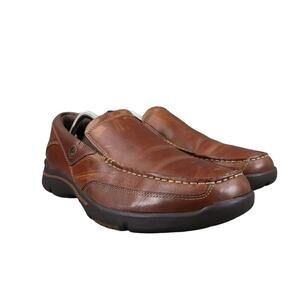 Rockport Shoes Mens 9 Slip On Loafer Casual Leather Comfort Moc Brown Work Walk